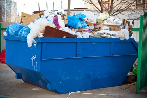 Construction site with waste materials being cleared