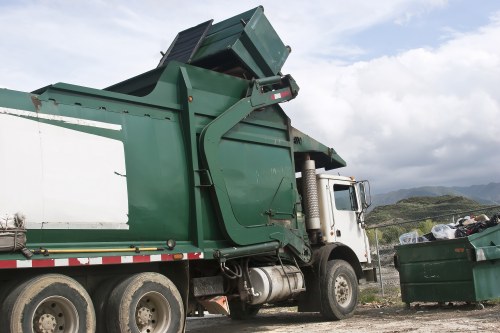 Professional rubbish removal team at work