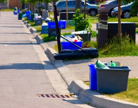 Various types of household garbage ready for removal